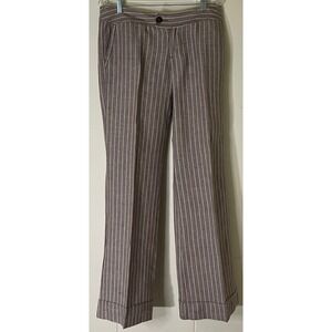 Rubbish Linen Blend Striped Cuffed Pants - Women's Juniors Size 11, Tan, Y2K